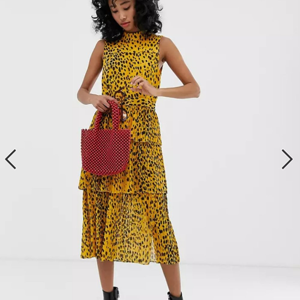 Whistle's animal print yellow dress, UK 6